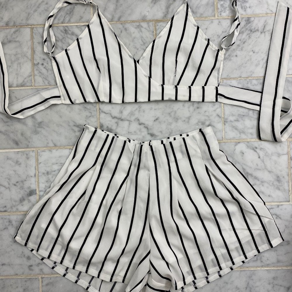 Striped top and short set